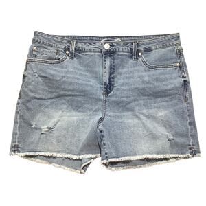 Seven7 Light Wash Denim Weekend Shorts Women 16 — Distressed, Casual, Summer